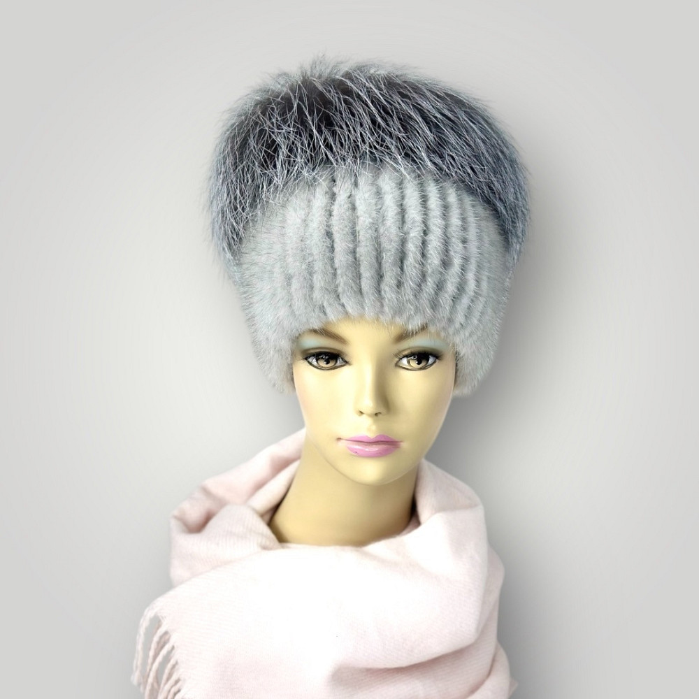 Норковая женская шапка кубанка Джесика Серый Харьков - изображение 1