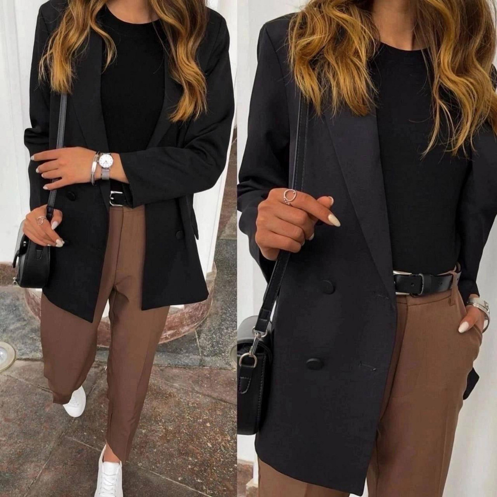 Жіночі базові штани завужені донизу костюмний тіар Шоколад, 50/52 Одеса - фото 2