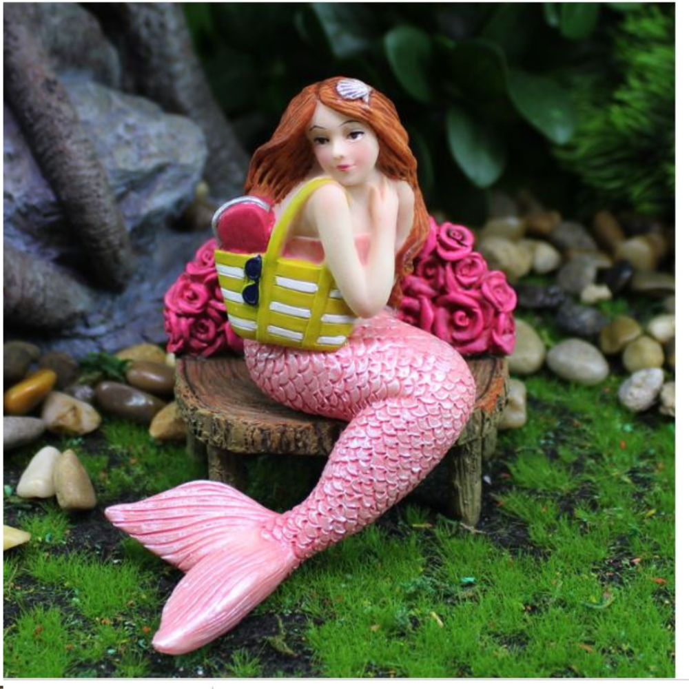 Фигурка Русалка на цветочной скамейке 9 х 8 см для сада, мини-сада, флорариума, Полистоун Одесса - изображение 2