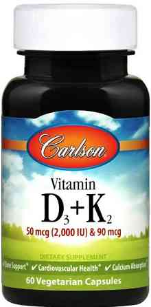 Витамин Д3 и К2 Carlson Vitamin D3 + K2 60 капс Киев