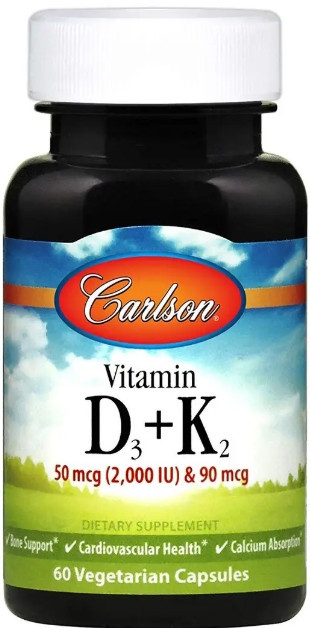 Витамин Д3 и К2 Carlson Vitamin D3 + K2 60 капс Киев - изображение 1