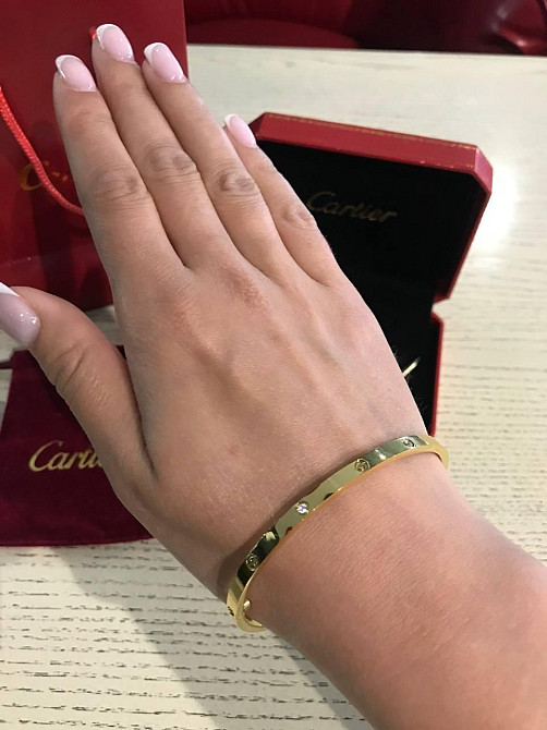 Cartier браслет с отверткой в лимонном золоте с камнями / Картье браслет LOVE лимонное золото Одесса - изображение 3