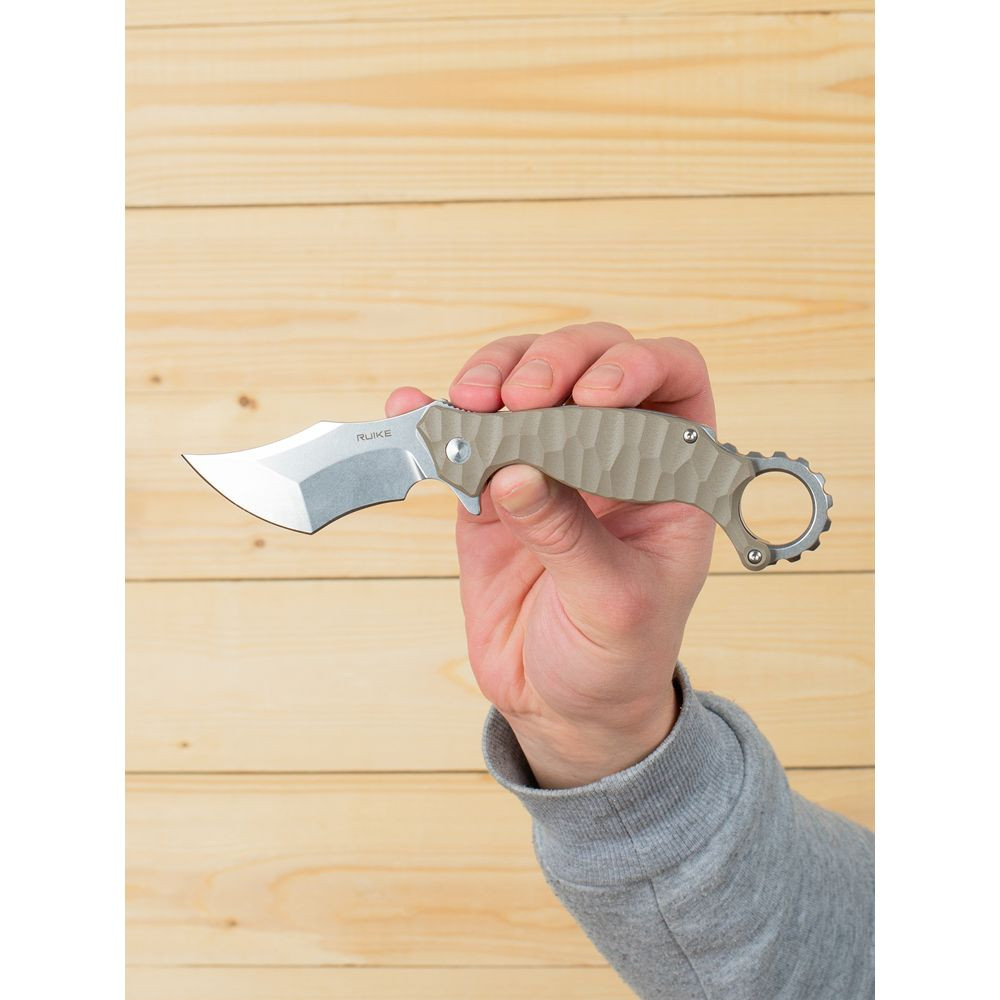 Ніж складаний кишеньковий Ruike P881-W, (7.6 см) 14C28N / G10 бежевий Киев - изображение 4