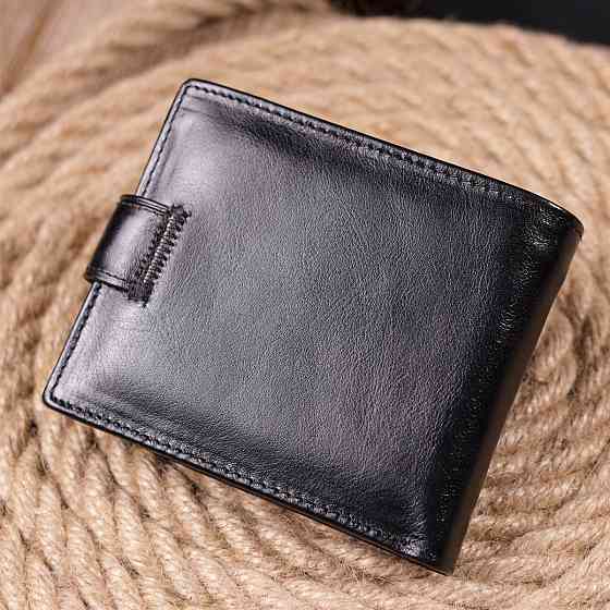 Надійний чоловічий гаманець із натуральної гладкої шкіри ST Leather 19408 Чорний Київ