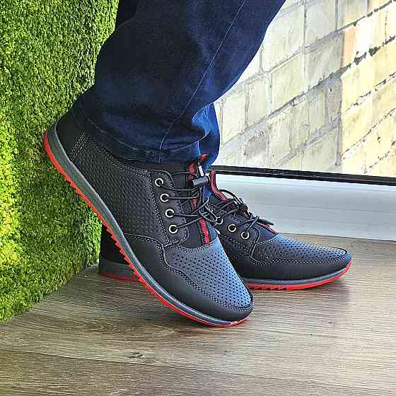 Мужские Мокасины Летние Черные Кроссовки Сеточка Перфорированный в дырочку (размеры: 40,41,42,43,44,45)- 218-2 Днепр