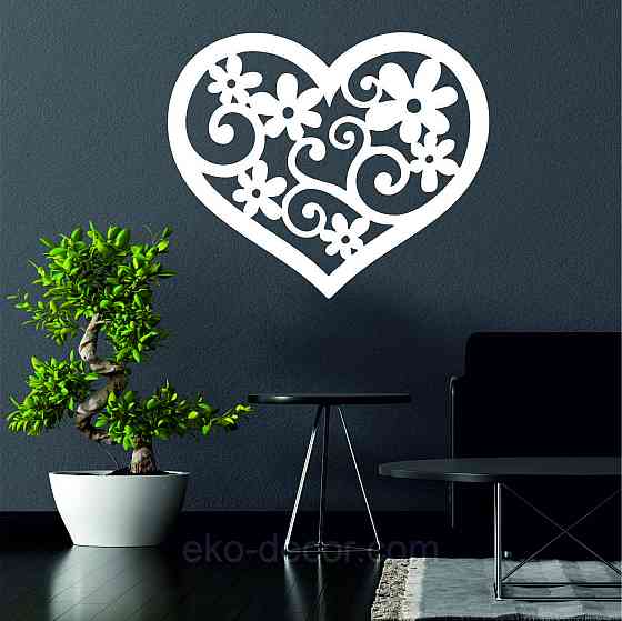 Декоративное настенное Панно «Сердце» Декор на стену 90*74 см, Белый Киев