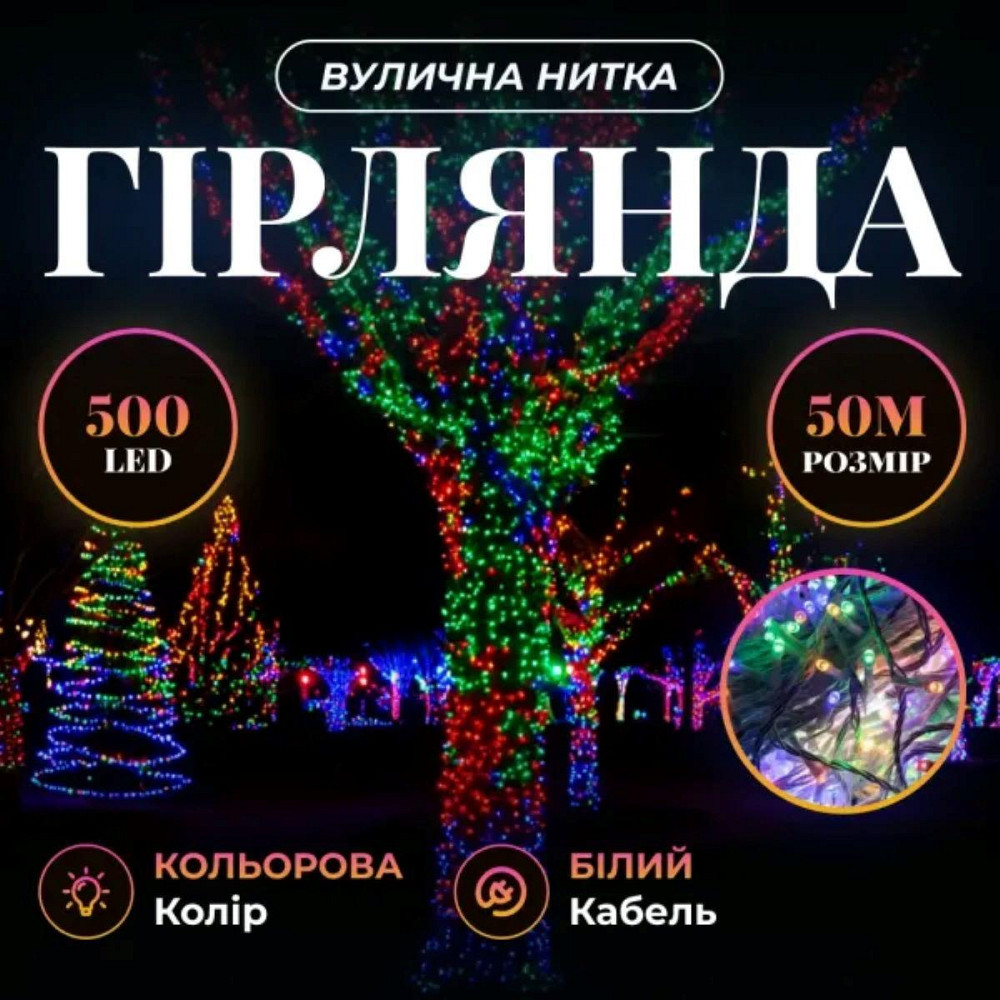 Гірлянда Різдвяна Фея 50 м, 500 LED, мультиколор Київ - фото 1