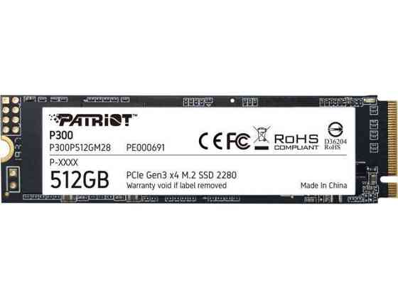 Накопичувач SSD M.2 Patriot P300 512GB NVMe 2280 PCIe 3.0x4 3D NAND TLC Київ