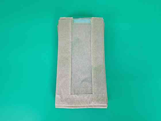 Пакет бумажный с ПП окном (Саше) 14/6*25,5 коричневый 100 штук (100 шт) Харьков