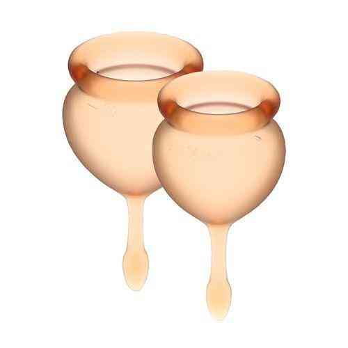 Набір менструальних чаш Satisfyer Feel Good (orange), 15мл і 20мл, мішечок для зберігання Sex Aura Київ