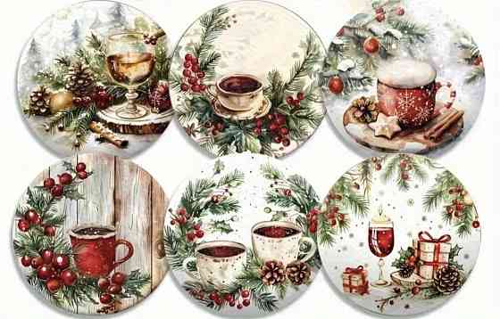 Комплект різдвяних підставок під чашки 6 шт №3 Смела