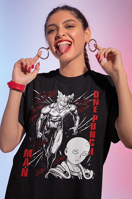 Футболка чоловіча з аніме принтом Саітама Оне Пункх Ман оверсайз (S/M/L) Чорний AnimeJ0468 Дніпро - фото 7