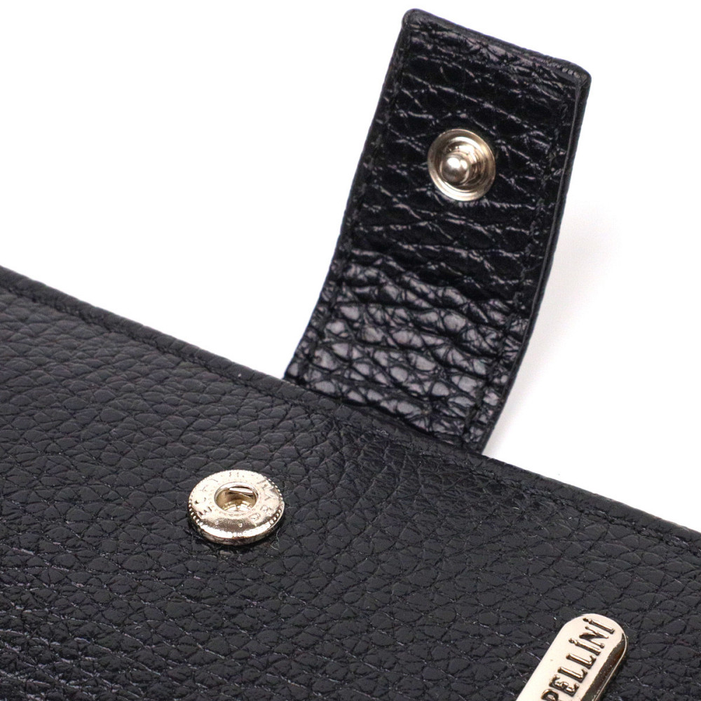 Красивий чоловічий гаманець із натуральної зернистої шкіри CANPELLINI 21730 Чорний Київ - фото 5