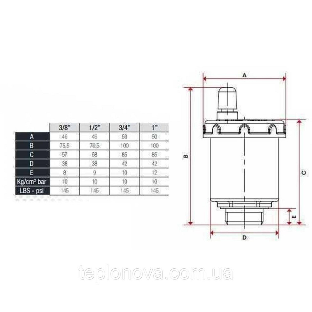 Воздухоотводчик автоматический плавающий ITAP 1/2″ CHROM 362 Черновцы - изображение 3