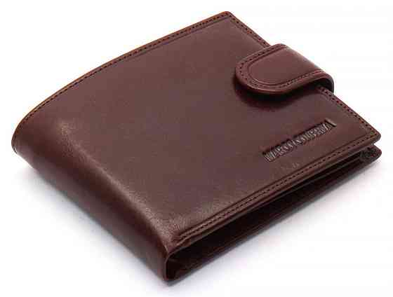 Коричневое мужское портмоне на кнопке из натуральной кожи Marco Coverna B047-802 Каменское