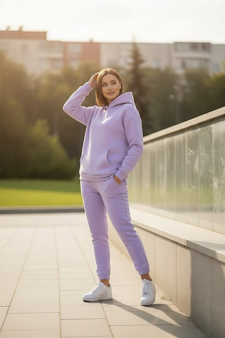 Жіночий спортивний теплий костюм на флісі батал Бузковий 2XL/3XL Харків - фото 11