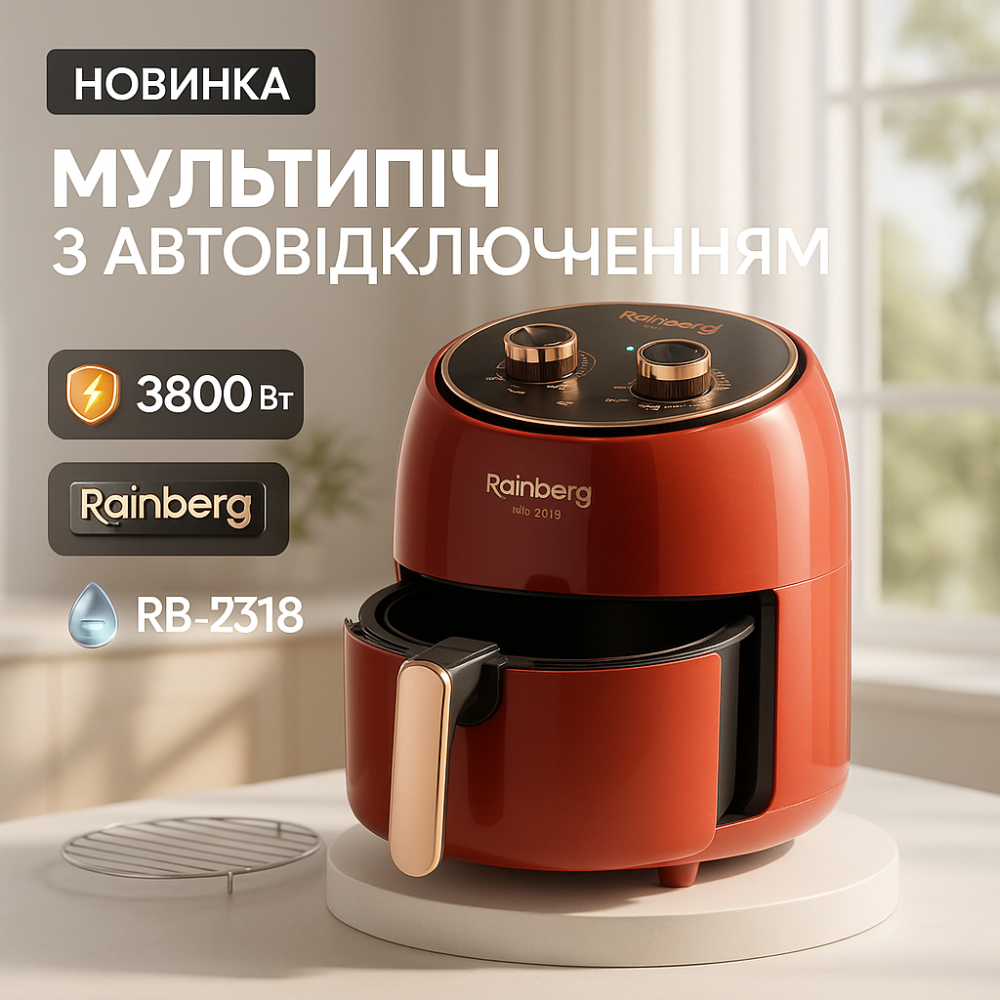 Аерогриль повітряний Rainberg, Аерогриль-фритюрниця з сенсорним дисплеєм, Безмасляний фритюр LJ-57 Львів - фото 12