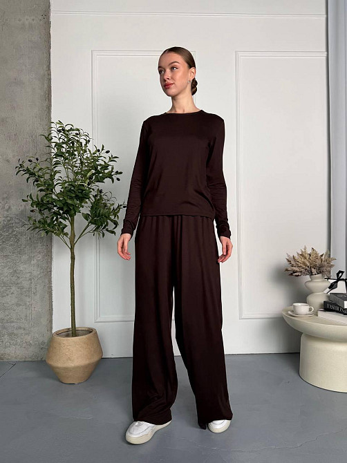 Женский базовый повседневный костюм из легкой вискозы Шоколад Одесса - изображение 9