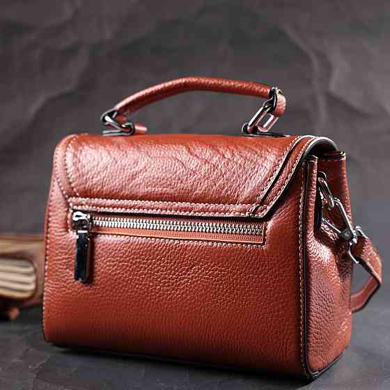 Сумка з шкіряної шкіри з цікавою засувкою Vintage 22417 Коричневий Київ