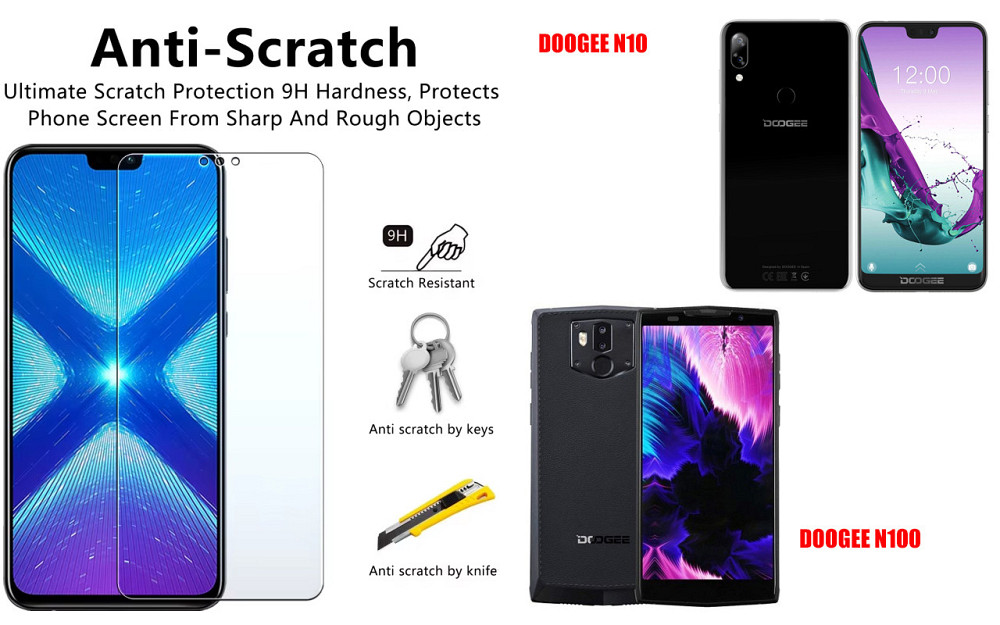 Захисне скло NeoGlass для DOOGEE N10, DOOGEE N100 – надпрозоре та стійке Київ - фото 1