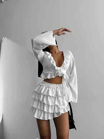 Женский привлекательный воздушный комплект, креп жатка Белый, 44/46 Одесса