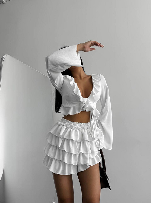 Женский привлекательный воздушный комплект, креп жатка Белый, 44/46 Одесса - изображение 4