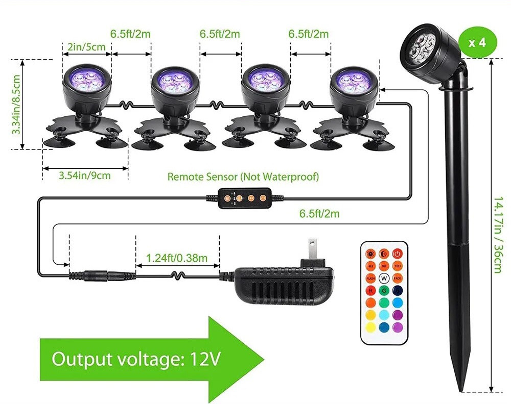 Підводний світильник для акваріума RGB 4*5V Led Київ - фото 8