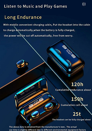 Уцінка Навушники бездротові TWS F9 Bluetooth 5.2 + Powerbank Київ - фото 5