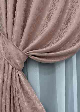 Комплект готових штор VR-Textil Льон мармур Pavliani VO № 1716ш пудровий 100х270 см 2 шт (31-775) Київ