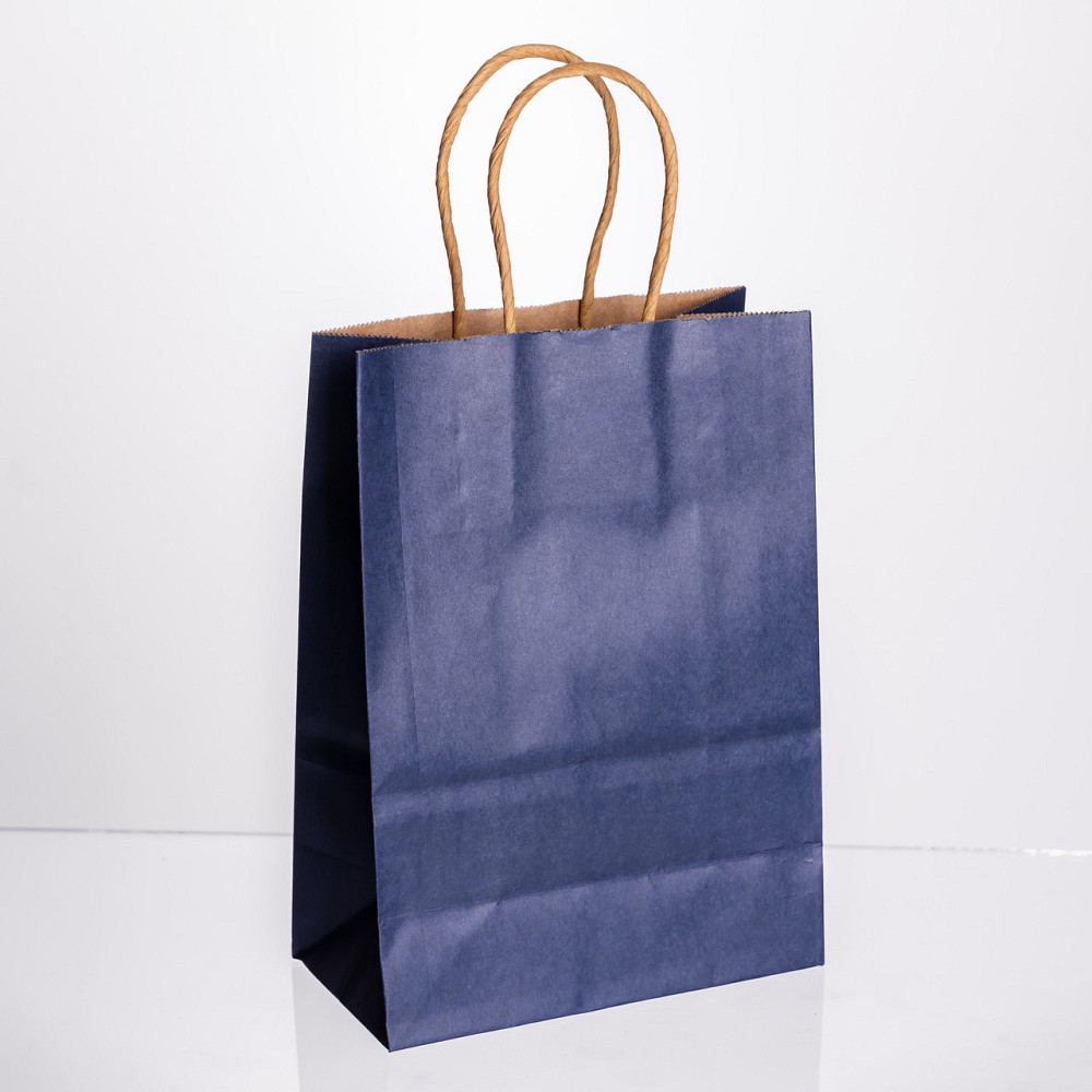 Набор подарочных крафтовых пакетов из бумаги 12 (шт) красивые пакеты для подарков 15×8×21 (см) Синий HP-10359-5BL Киев - изображение 1