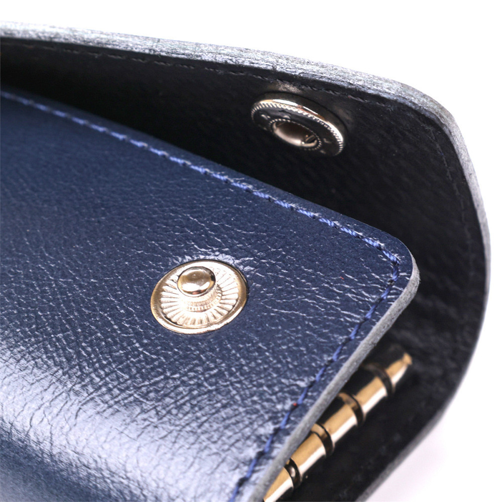 Практичная кожаная ключница Shvigel 16533 Синий Киев - изображение 5