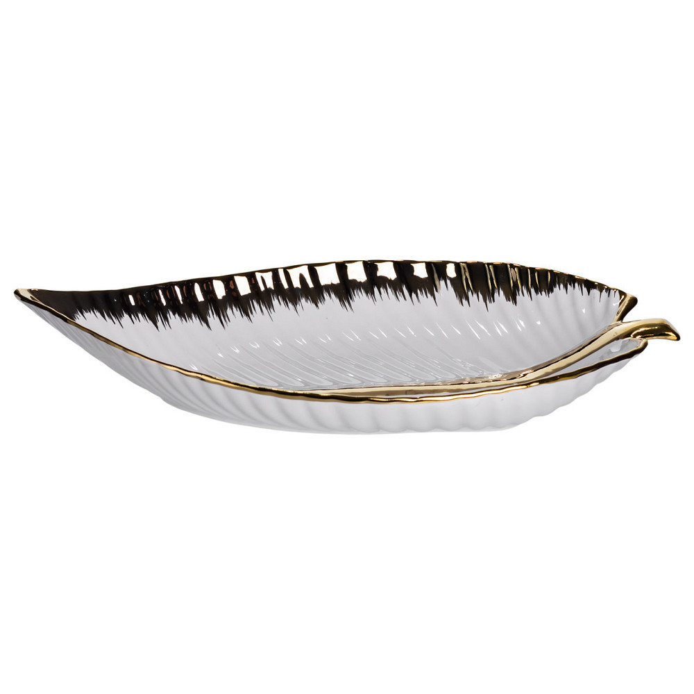 Фарфоровое блюдо в форме листа с золотым декором Киев - изображение 4