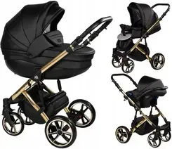 Дитяча коляска Mommo Wózek AAA 3w1 Eko-skóra czarny wielofunkcyjny Київ - фото 1