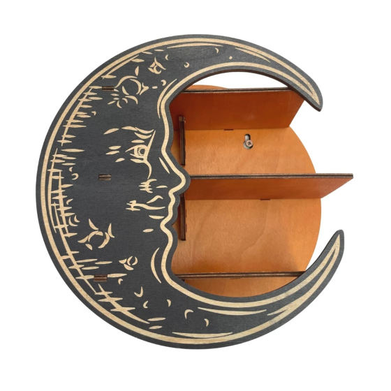 Настенная полка Луна, органайзер с 3 полками для украшений и декора, деревянная полка полумесяц, цвет Yellow Каменец-Подольский