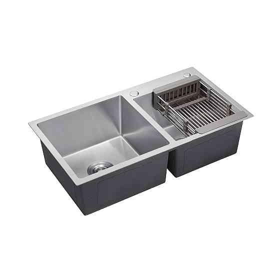 Кухонная мойка с нержавеющей стали Kroner KRP Gebürstet - 78х43ZHM на две чаши (3/1 мм) Киев
