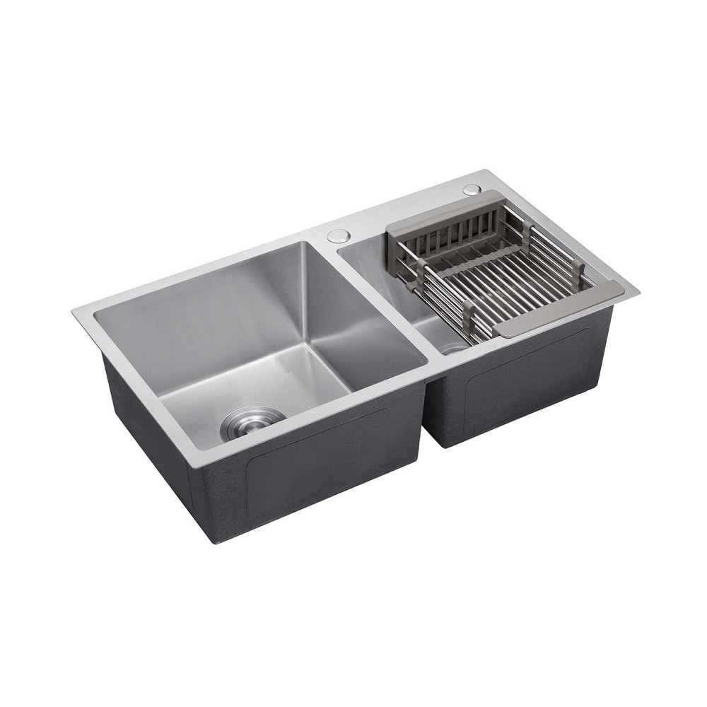 Кухонная мойка с нержавеющей стали Kroner KRP Gebürstet - 78х43ZHM на две чаши (3/1 мм) Киев - изображение 4