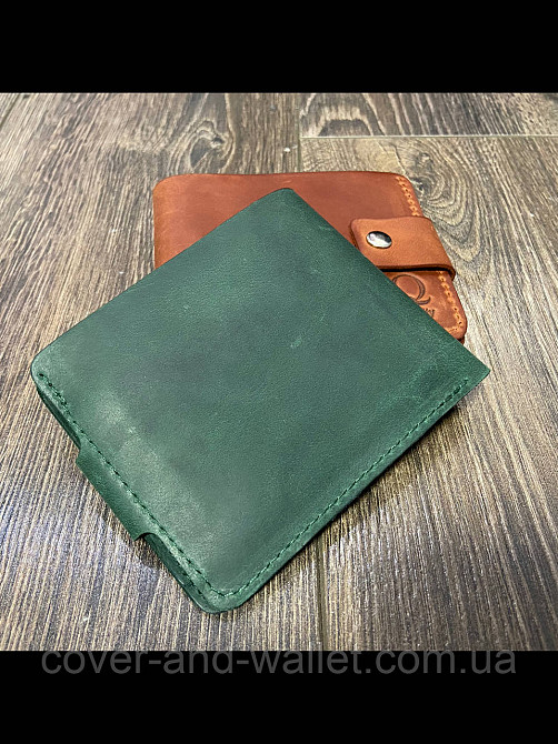 Винтажный кожаный кошелек ручной работы зеленого цвета LQ Leather Киев - изображение 8