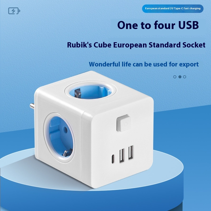Разветвитель Power Cube с 4 розетками и 3 USB Киев - изображение 2