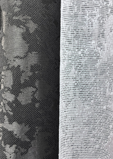 Комплект штор VR-Textil Льон Мармур 200х270 2шт і Тюль 600х270 1267ш-1400т Сіро-коричневий з білим 71-140/7 Київ - фото 6