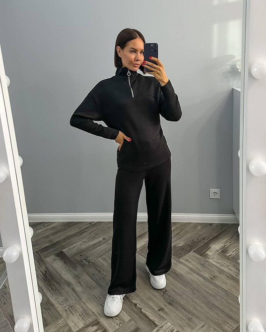 Жіночий повсякденний костюм подвійна двостороння ангора Чорний, 46/48 Одеса - фото 3