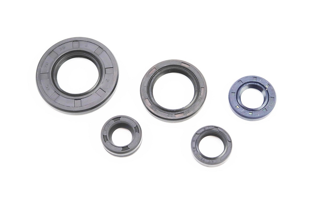 Сальники к-кт 5шт (10x18x6; 12x18x5; 12x21x4; 20x30x4,5; 20x38x5) двигуна Київ - фото 1