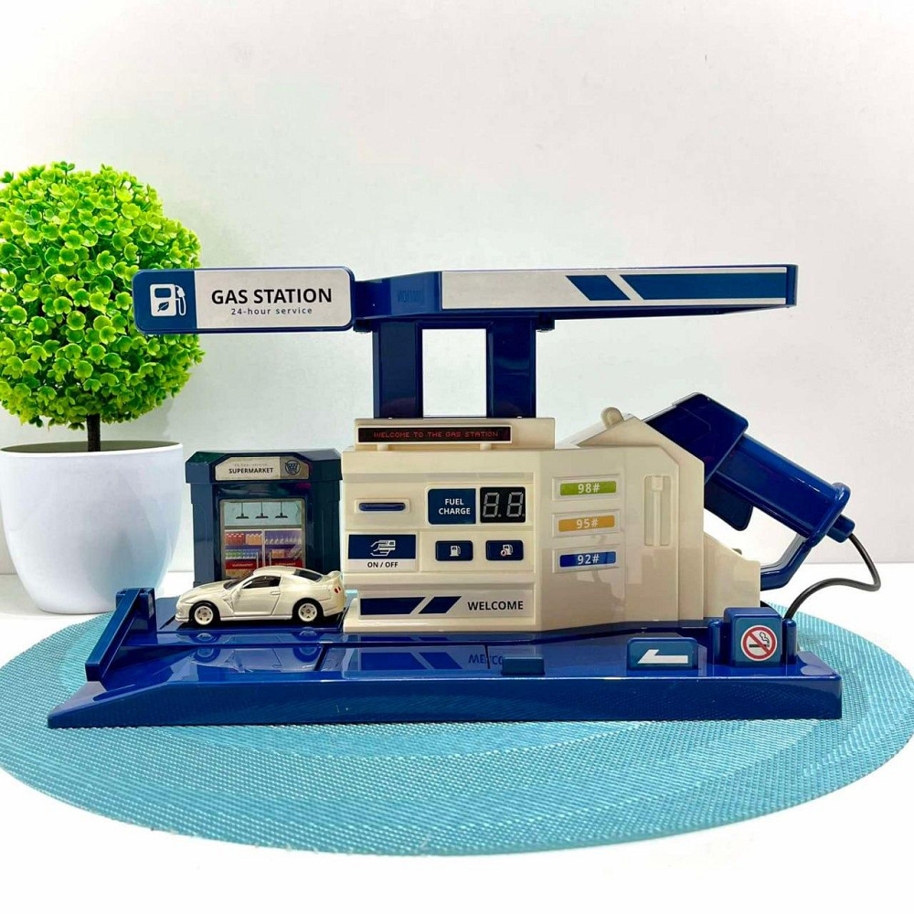 Набір Автозаправка для дітей зі звуком машинка в комплекті Біло-синій (CM559-22M) Чернігів - фото 2