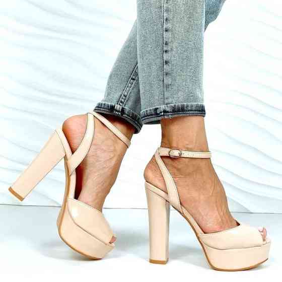 Жіночі Бежеві Босоніжки на Каблуку Лакові Модельні (розміри: 36,37,38,39) - 25 Дніпро