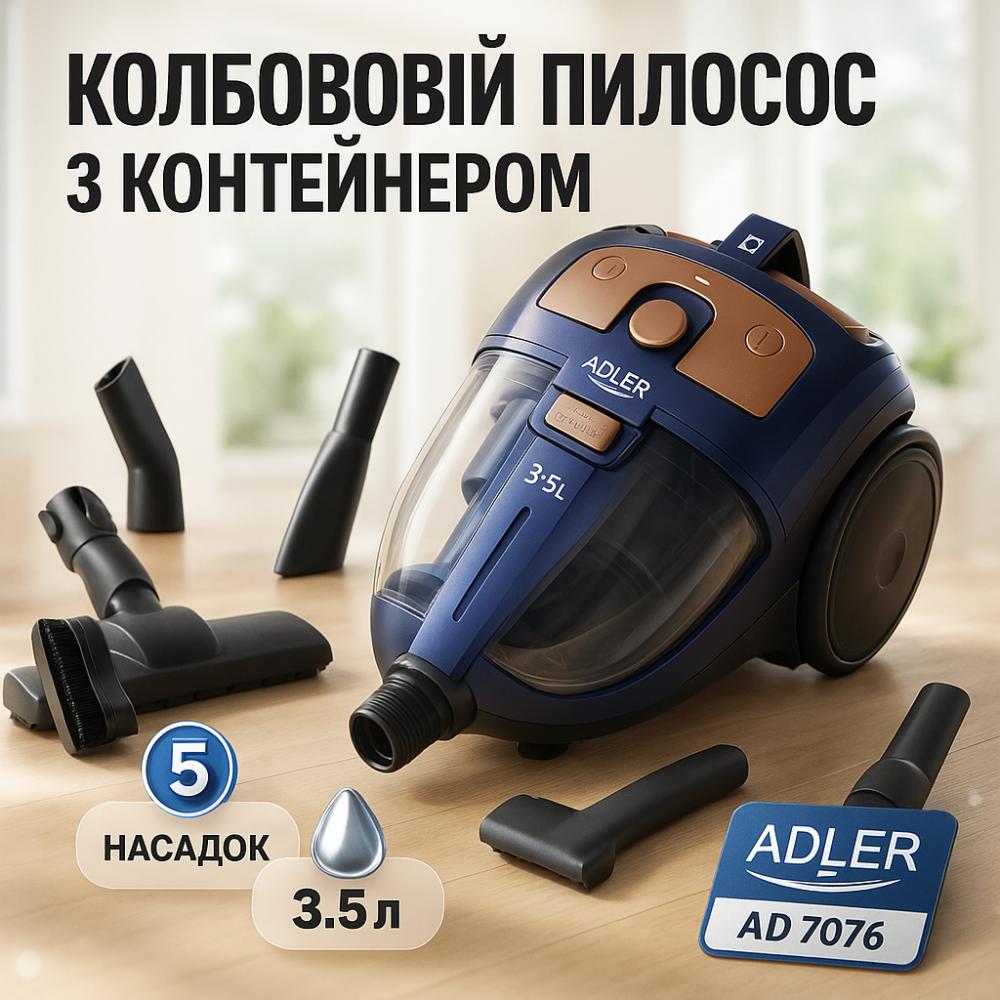 Пылесос для безопасной уборки дома Adler AD 7076 3000Вт, Пылесос с контейнером хорошая комплектация XR-38 Львов - изображение 6