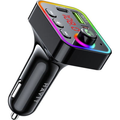 FM модулятор Havit HV-FM819BT USB-A+USB-C PD24W RGB Black (HV-FM819BT) Вінниця - фото 1