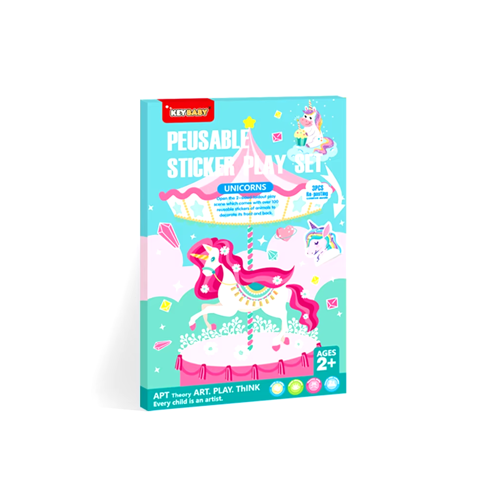Набір багаторазових наклейок Keybaby з великою сценою для творчості, у кольорі Unicorn Кам'янець-Подільський - фото 1