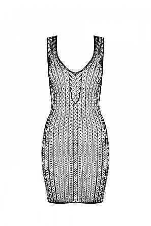 Мінісукня з вертикальним візерунком Passion BS097 One Size, black, плетіння з боків Sex Aura Київ