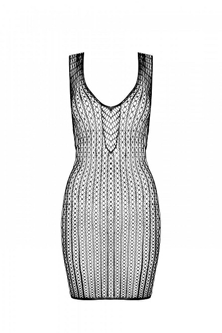 Мінісукня з вертикальним візерунком Passion BS097 One Size, black, плетіння з боків Sex Aura Київ - фото 3