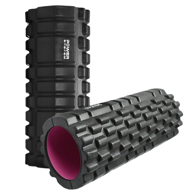 Масажний ролик (роллер) Power System PS-4050 Fitness Foam Roller Black/Pink (33x15см.) Луцьк - фото 1