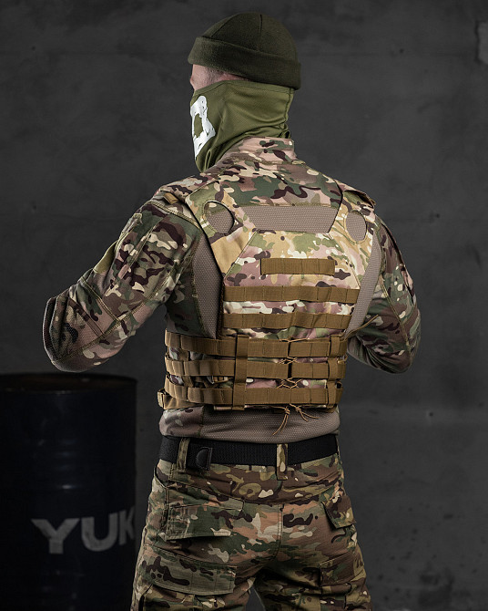 Плитоноска броник мультикам с подсумком на 3 магазина  для стандартных плит 25 на 30 см Одесса - изображение 5